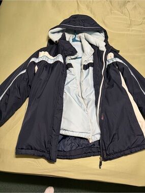 Kids Navy and Light Blue Hooded 2 Piece Jacket - Casual Winter Coat